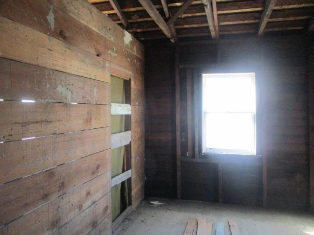 empty room featuring wood walls and a wealth of natural light