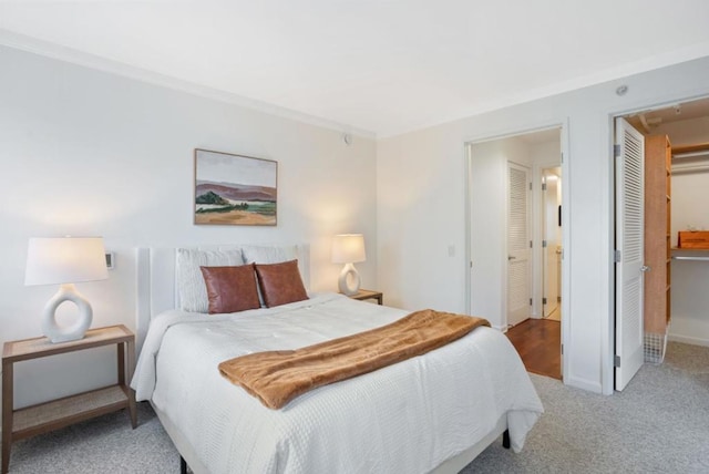 carpeted bedroom featuring a closet