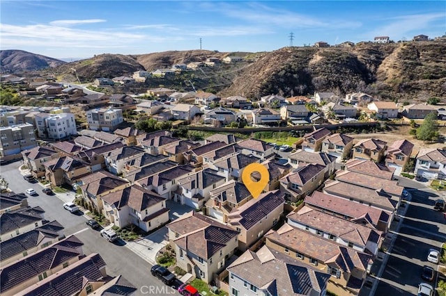 bird's eye view with a mountain view