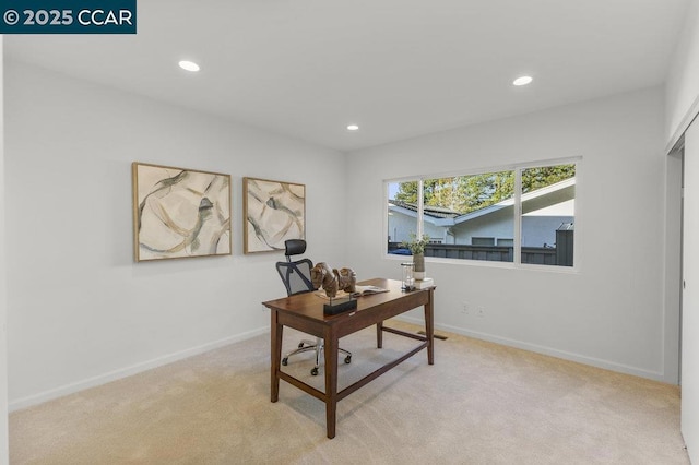 office featuring light colored carpet