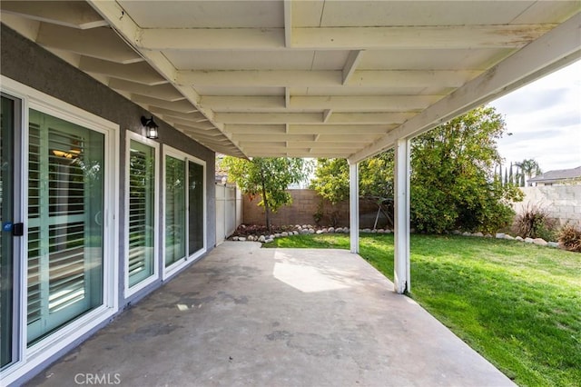 view of patio featuring a fenced backyard