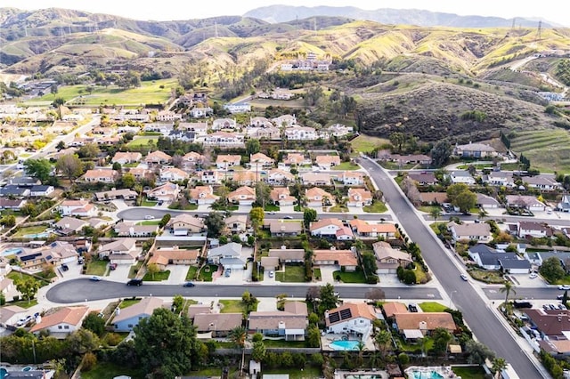 birds eye view of property featuring a residential view and a mountain view