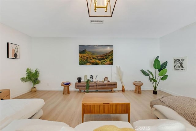 living room with hardwood / wood-style flooring