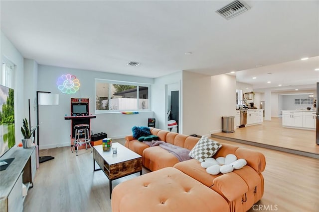 living room featuring light hardwood / wood-style flooring