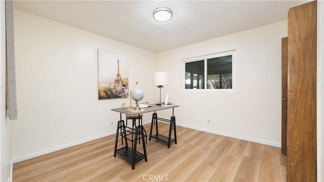 office space featuring light hardwood / wood-style floors