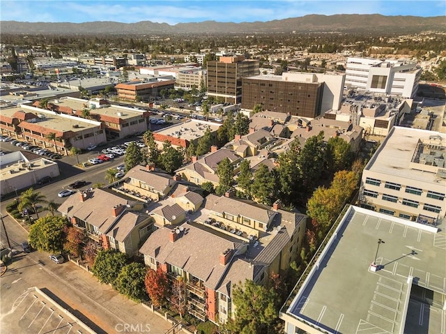 birds eye view of property with a mountain view