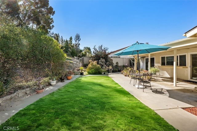 view of yard with a patio area