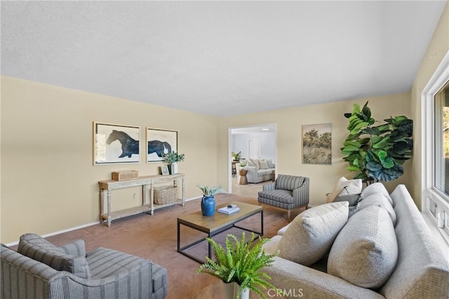 living room with carpet floors