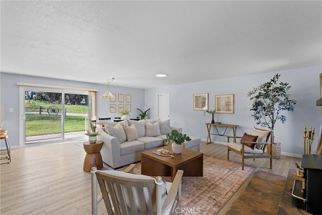 living room featuring light hardwood / wood-style flooring