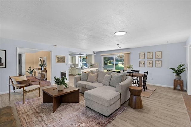 living room with light wood-type flooring