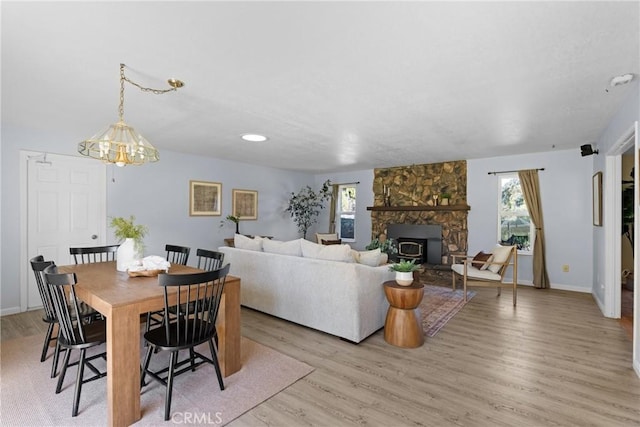 dining room featuring light hardwood / wood-style floors