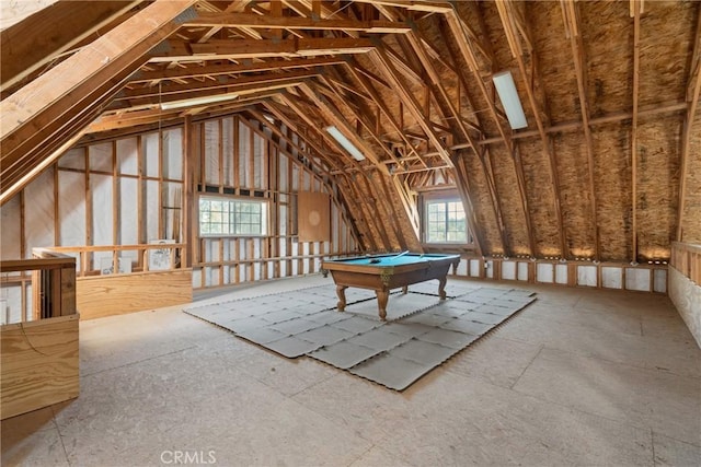 view of unfinished attic