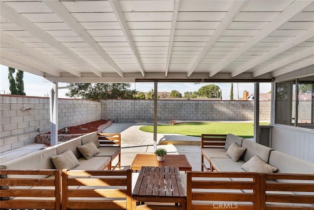 view of patio featuring an outdoor hangout area