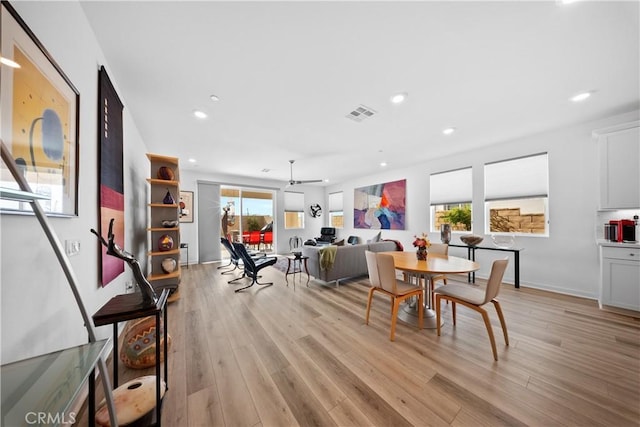 dining area featuring light hardwood / wood-style flooring