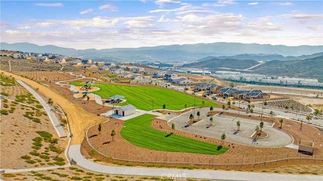 aerial view with a residential view and a mountain view