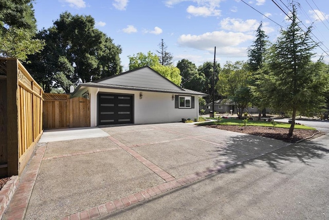 exterior space featuring a garage