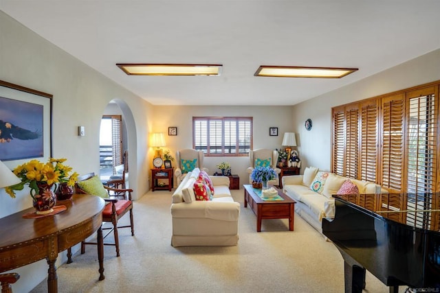 living room with carpet floors