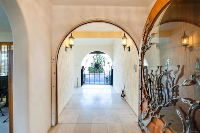 hallway featuring light tile patterned flooring