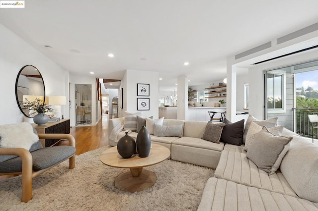 living room featuring light hardwood / wood-style floors