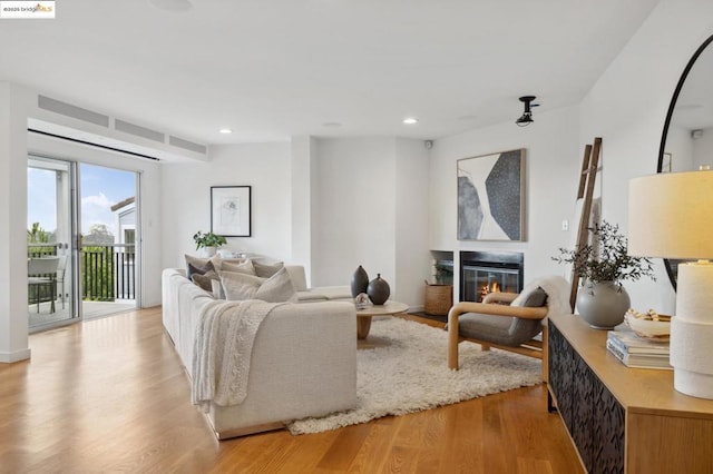 living room featuring light hardwood / wood-style flooring