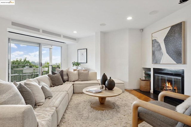 living room with hardwood / wood-style flooring