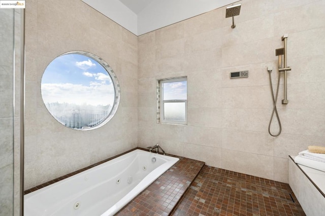 bathroom with independent shower and bath