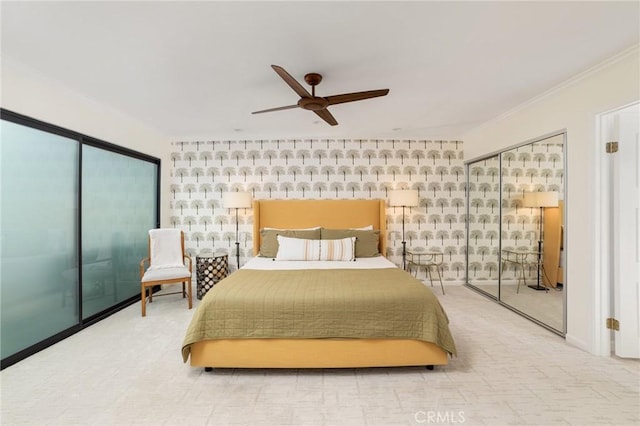 bedroom featuring ceiling fan