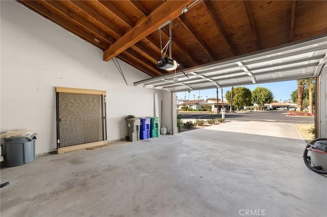 garage with a garage door opener