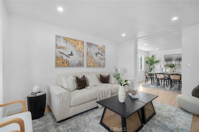 living room featuring light wood-type flooring