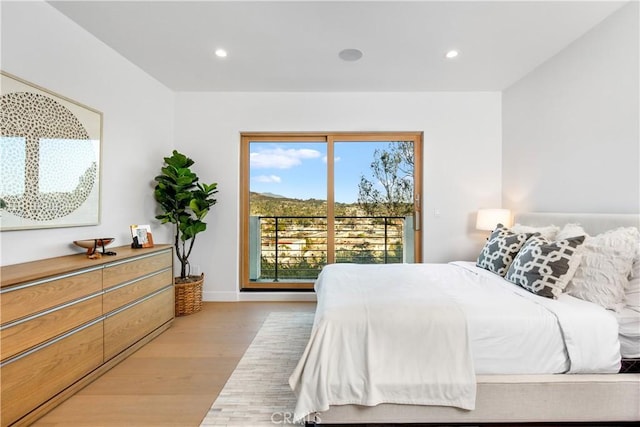 2456 Loy Ln, Los Angeles, CA 90041 - bedroom with recessed lighting, access to outside, baseboards, and light wood-type flooring