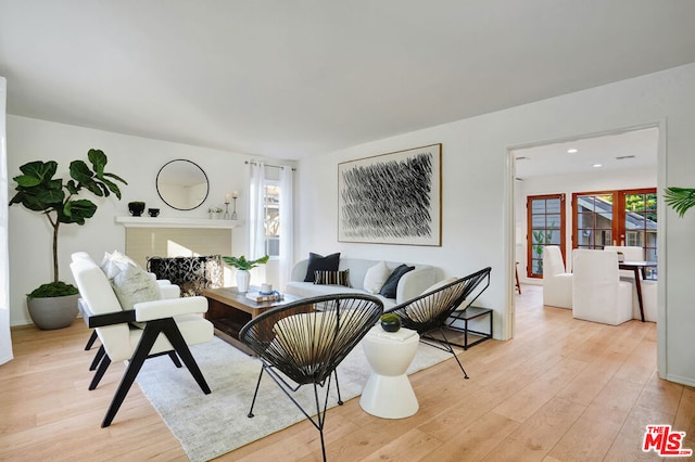 living room with light wood-type flooring