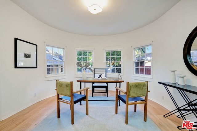 office space with light hardwood / wood-style floors