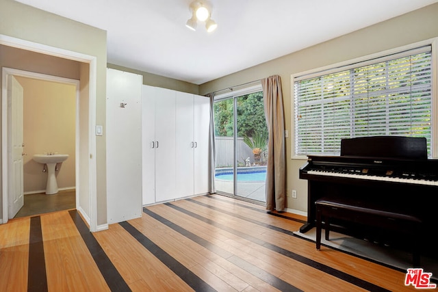 miscellaneous room with light hardwood / wood-style floors