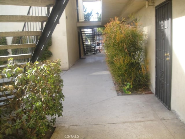 exterior space with stucco siding