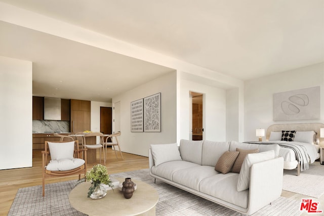 bedroom with light hardwood / wood-style flooring