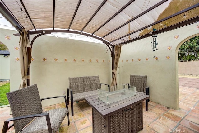 view of patio featuring a pergola