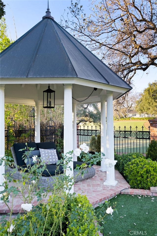 view of patio / terrace featuring a gazebo