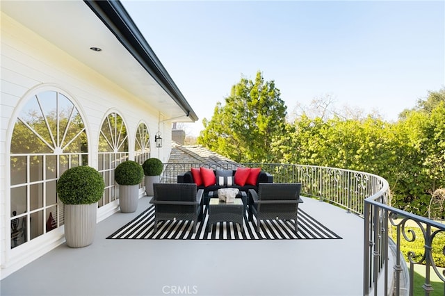 view of patio featuring an outdoor hangout area