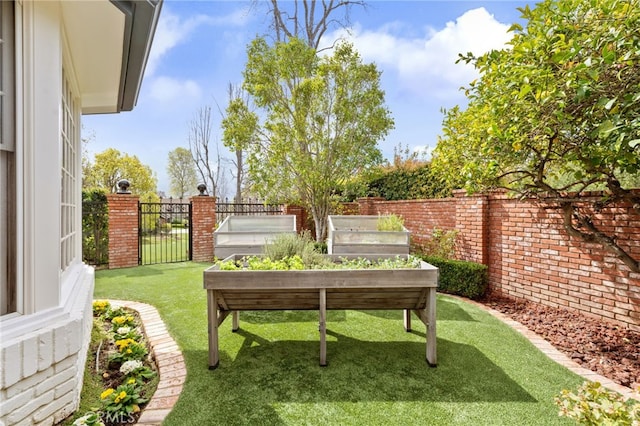 view of yard featuring a garden and fence private yard