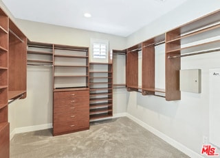 walk in closet featuring carpet floors