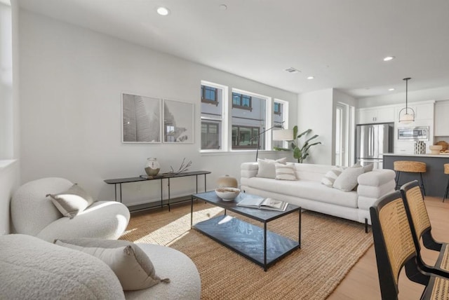 living room featuring light hardwood / wood-style flooring