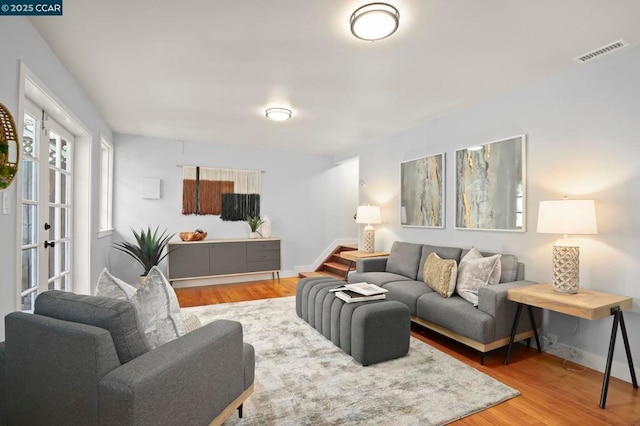 living room with hardwood / wood-style flooring