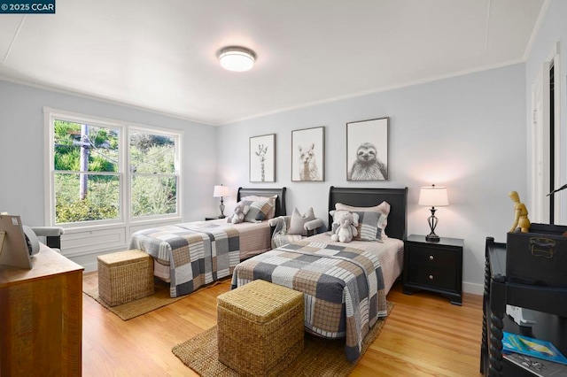 bedroom with light hardwood / wood-style flooring