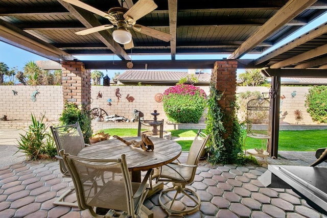 view of patio with ceiling fan