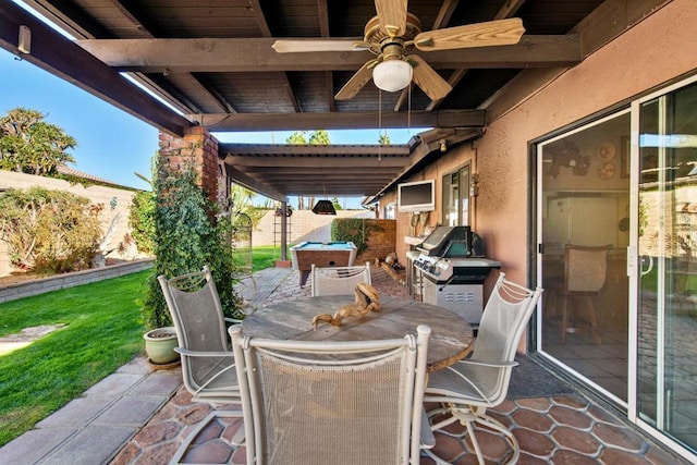 view of patio / terrace with ceiling fan