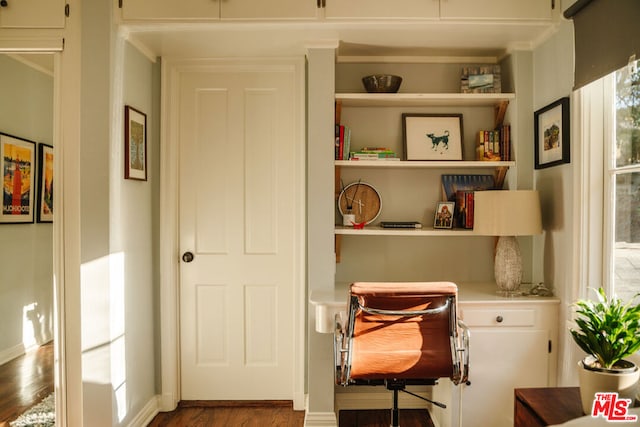 office area featuring hardwood / wood-style floors