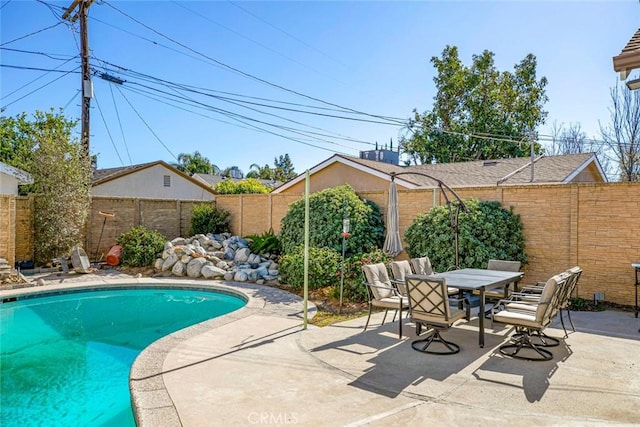 view of swimming pool featuring a patio area