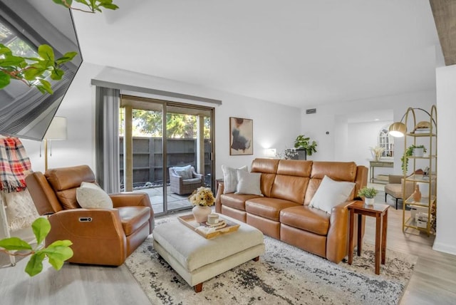 living room with light wood-type flooring