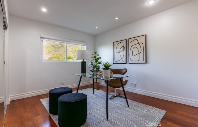 office area featuring dark hardwood / wood-style floors