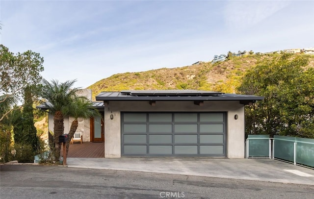 garage with a mountain view